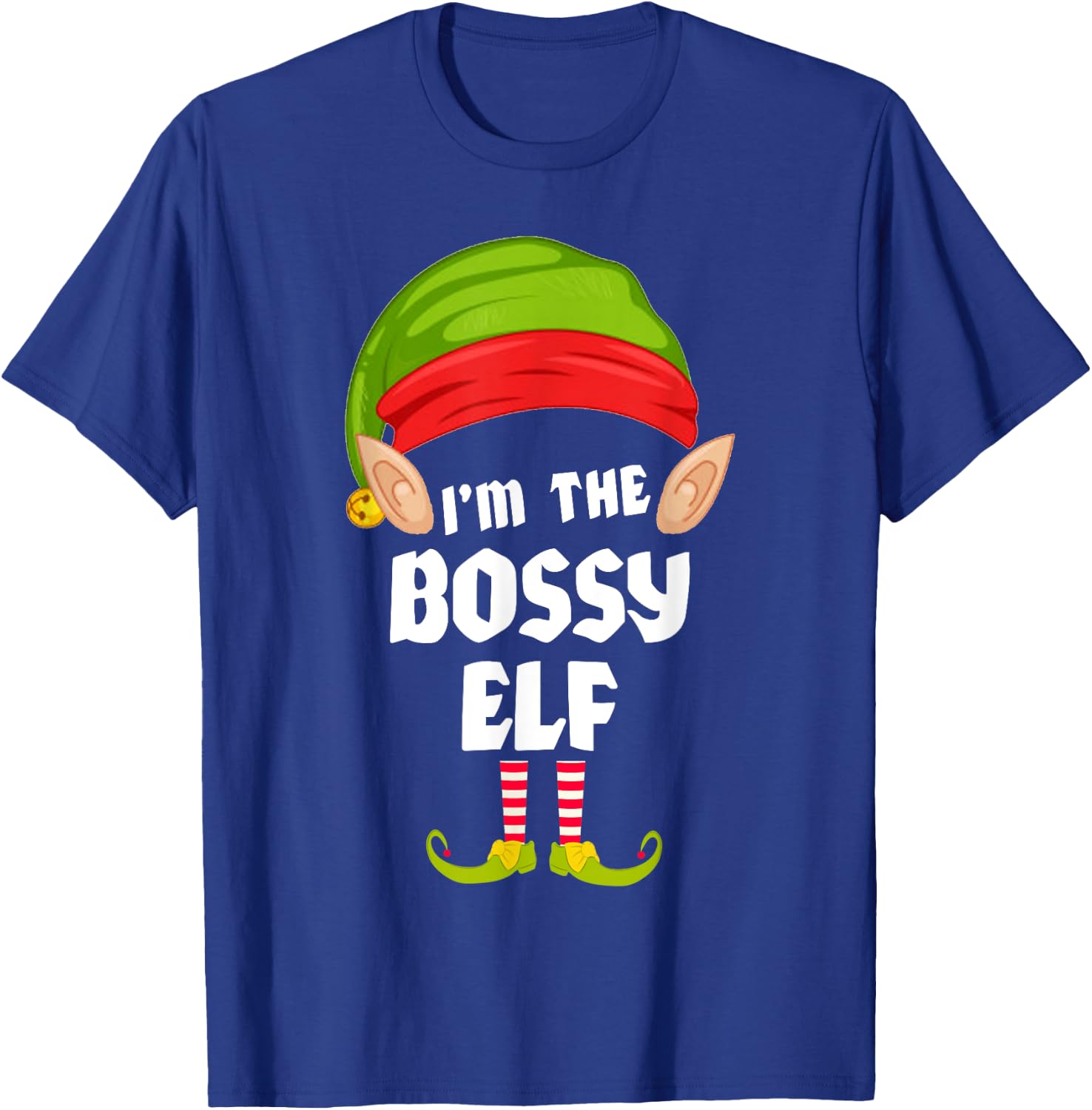 Funny Bossy Elf Matching Family Group PJ Christmas T-Shirt - T-Shirt | Royal