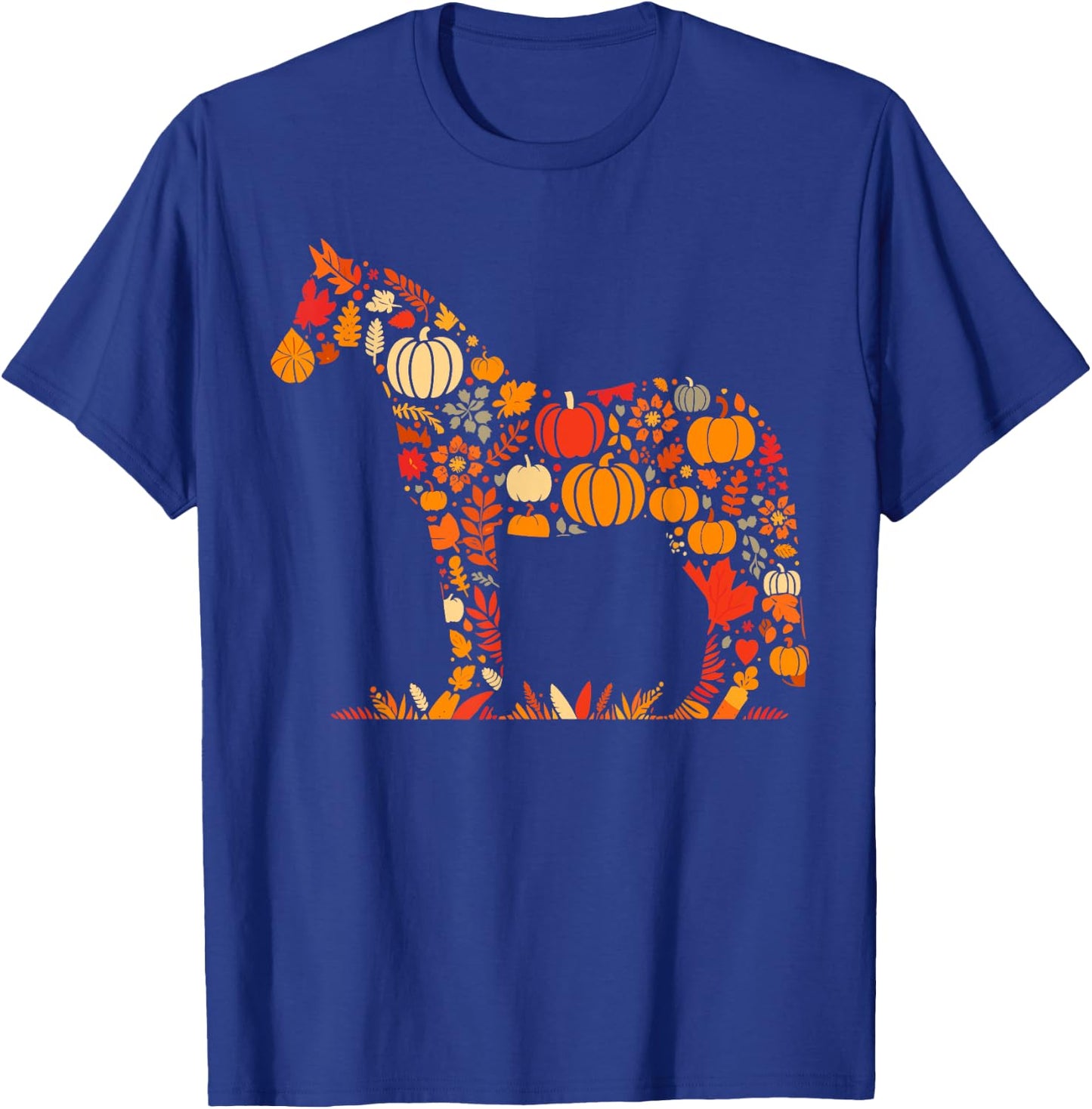 Autumn Pumpkin Fall Horse Thanksgiving Kids T-Shirt - T-Shirt | Royal
