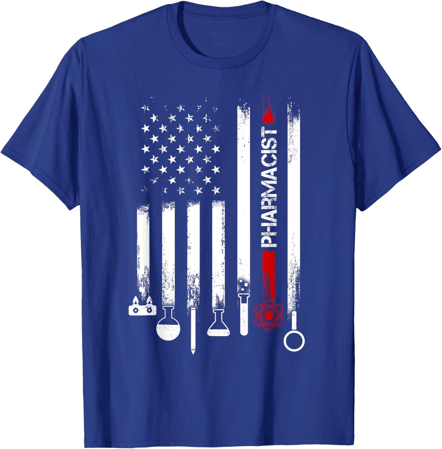 American Flag with Pharmacist men father T-Shirt - T-Shirt | Royal