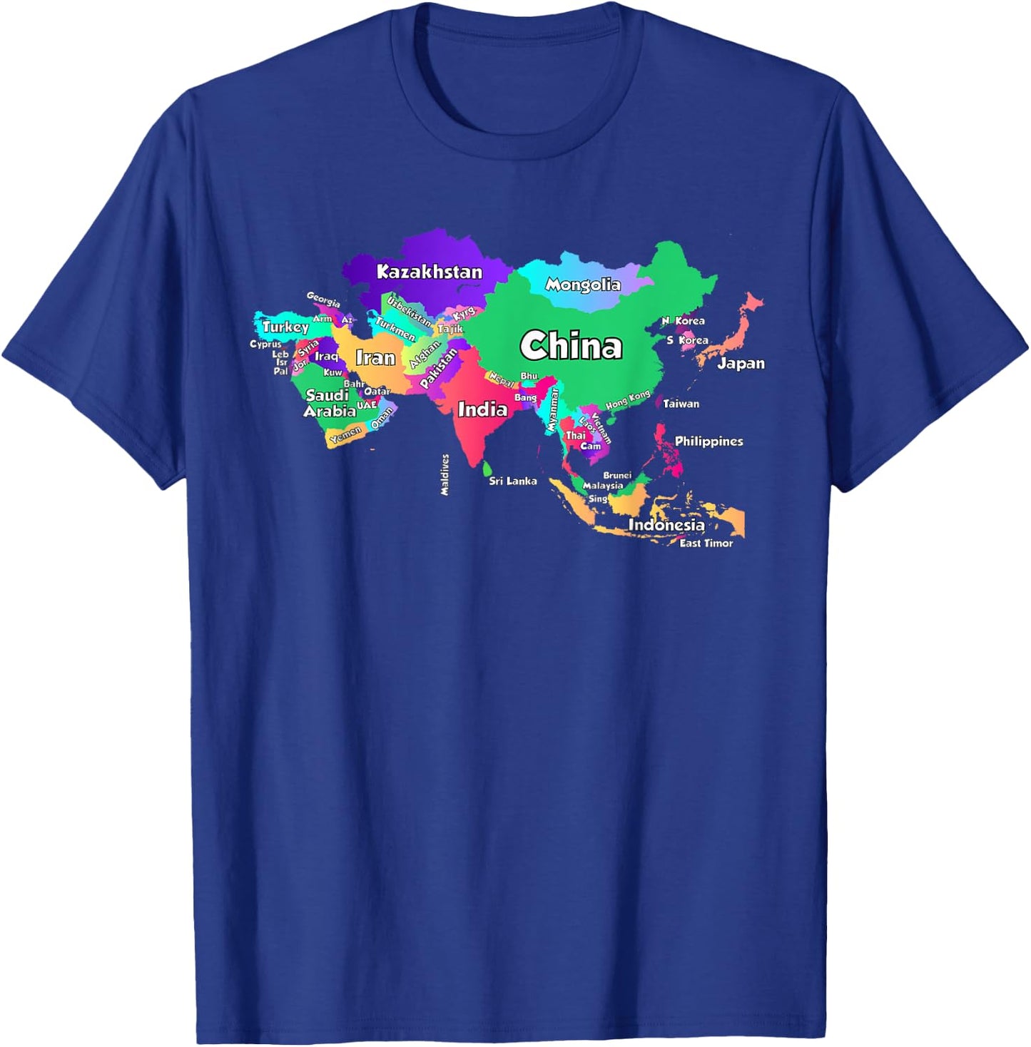 Political map of Asia borders and country names T-Shirt - T-Shirt | Royal