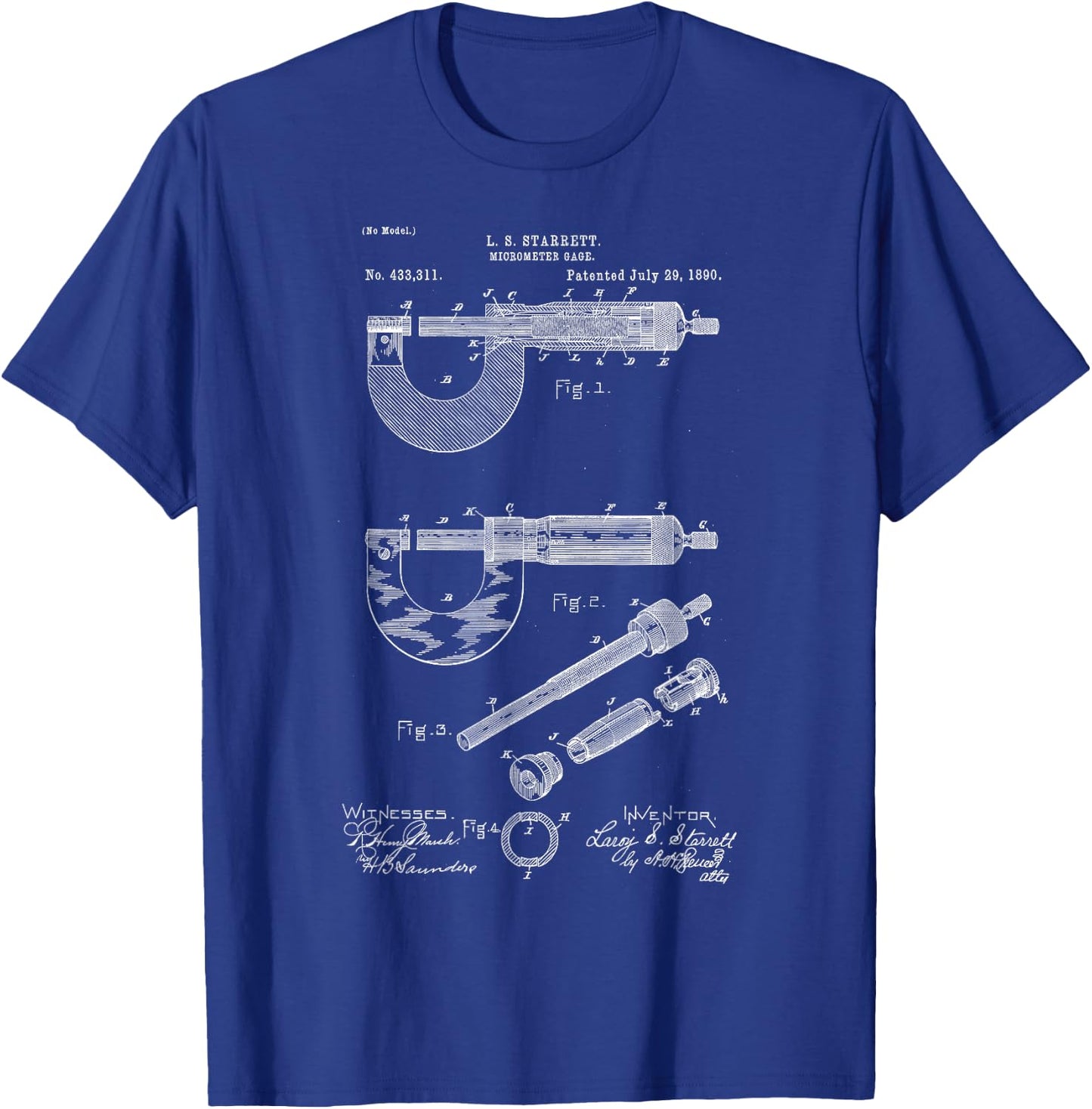 Mechanical Engineer Gift Micrometer Gage Patent T-Shirt - T-Shirt | Royal