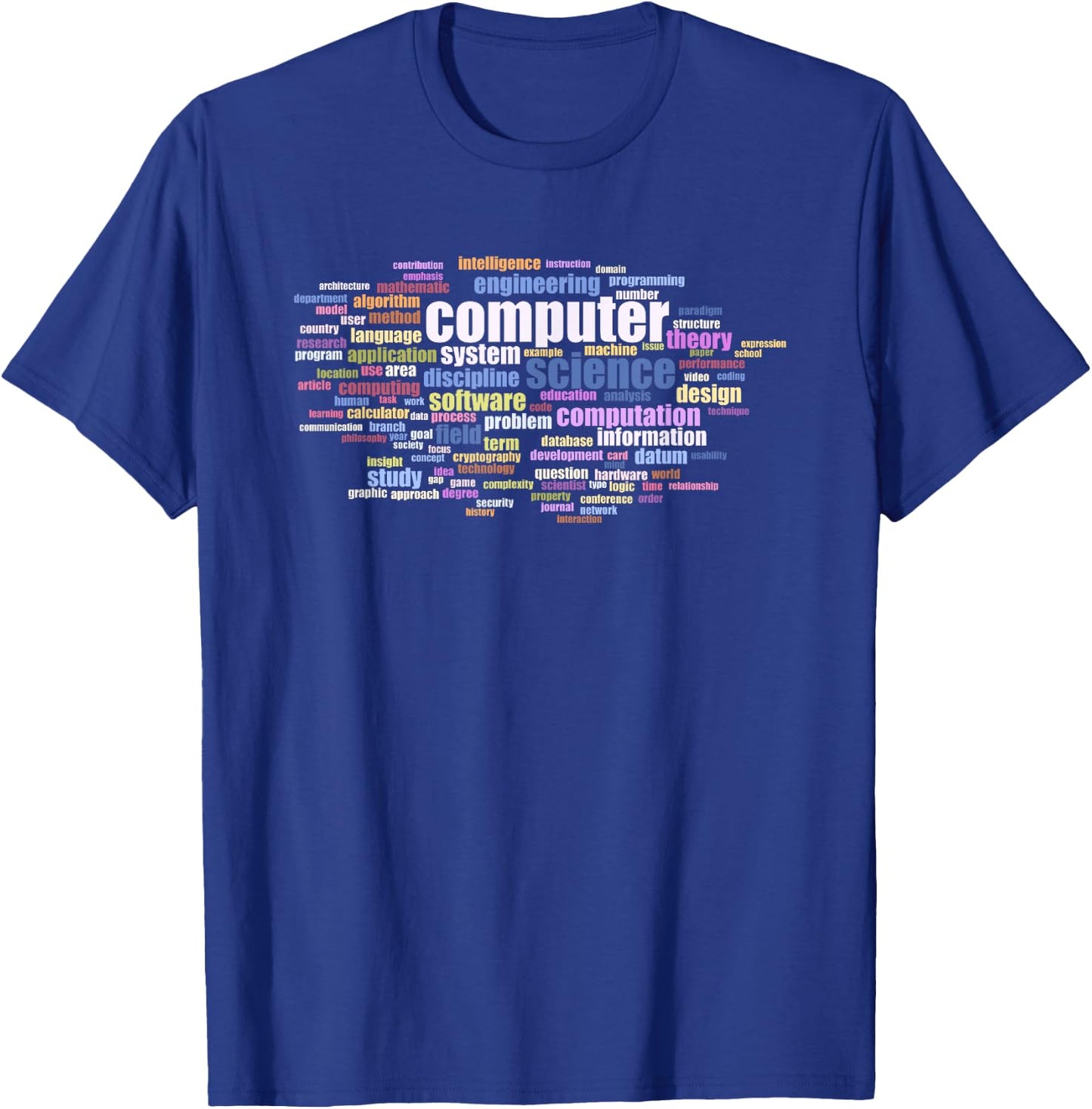 Computer Science Word Cloud of Key Terms Colored T-Shirt - T-Shirt | Royal