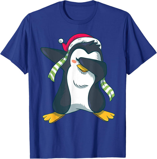 Christmas Pajama Penguin Dabbing Shirt Funny Family Pajamas T-Shirt - T-Shirt | Royal
