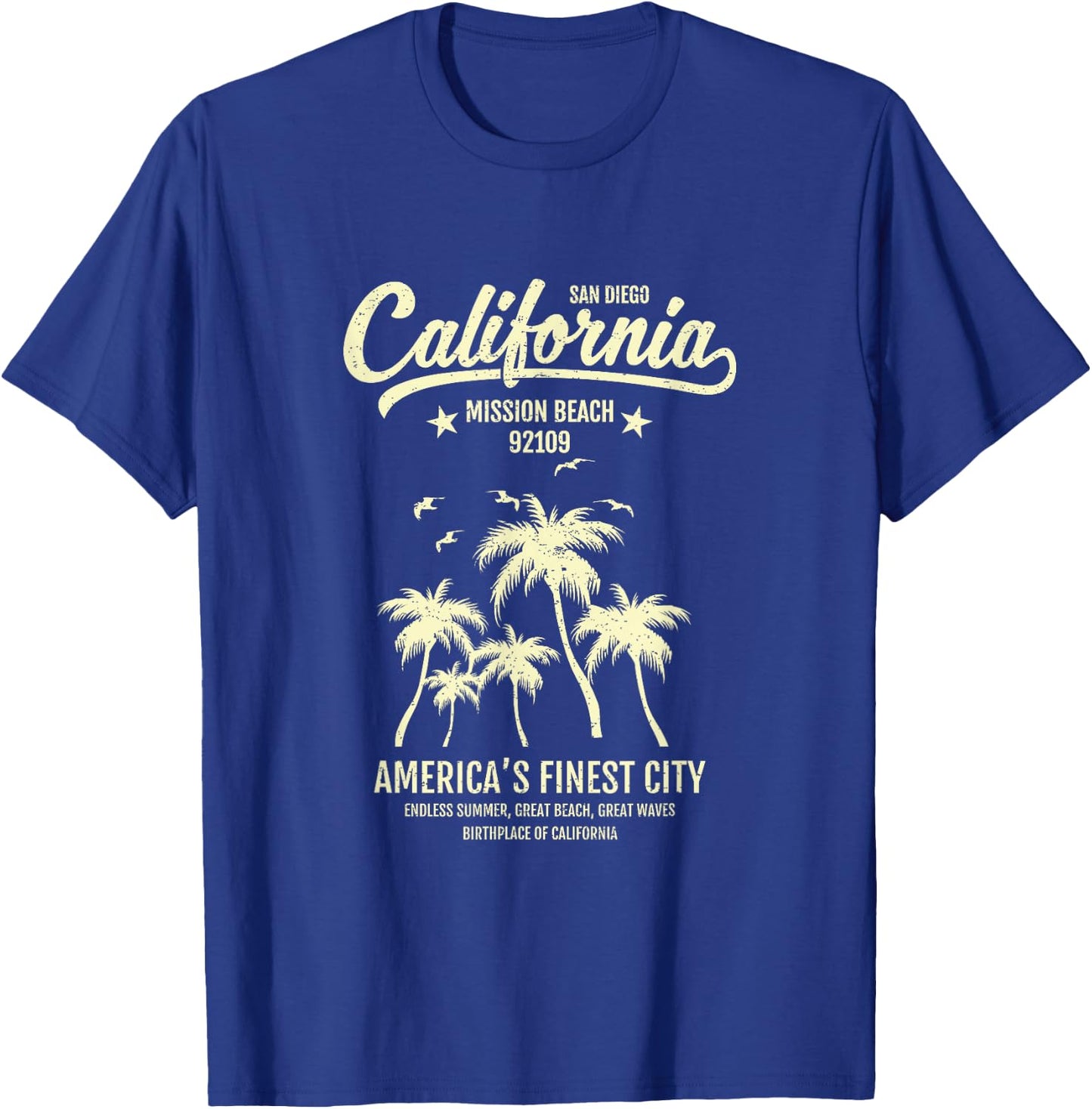 Mission Beach CA 92109 Summer Vacation San Diego California T-Shirt - T-Shirt | Royal