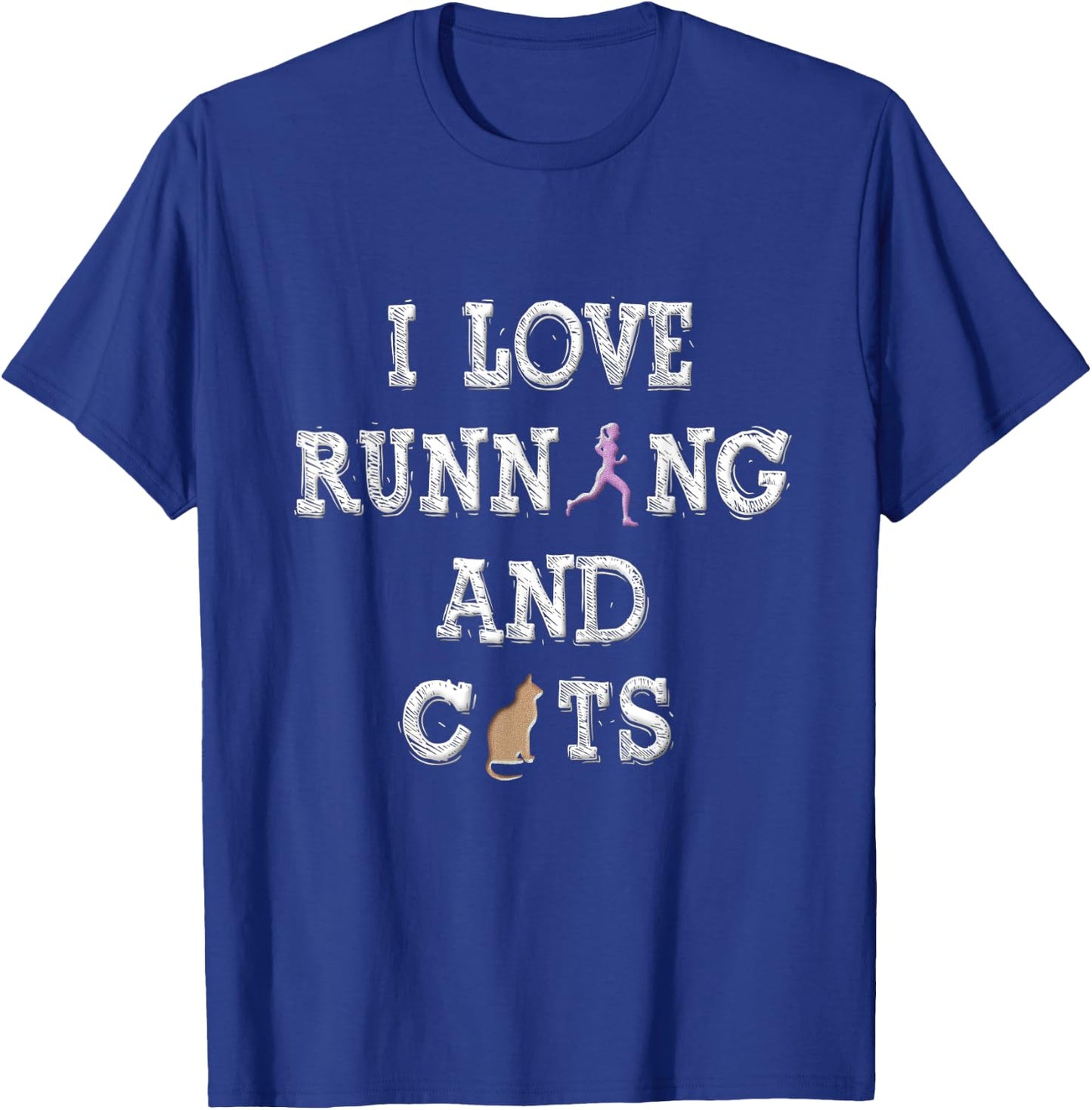 I Love Running Shirt Cat Lover Gifts Women Runner Shirts T-Shirt - T-Shirt | Royal