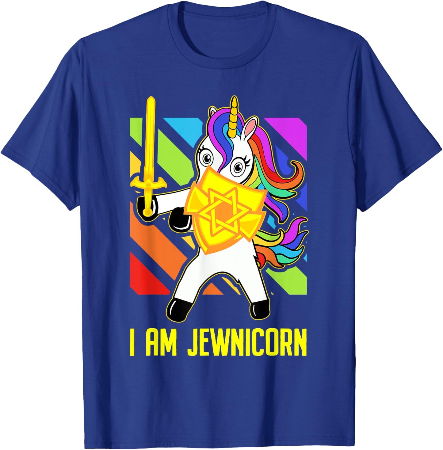 Hanukkah Presents - Proud Jews Rainbow Jewish Unicorn T-Shirt - T-Shirt | Royal