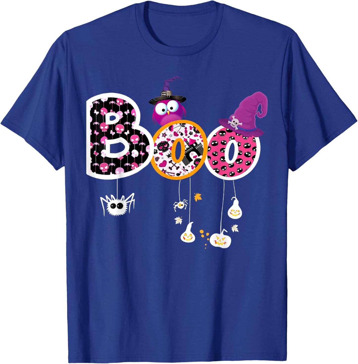 Boo Halloween Costume Spiders, Ghosts, Pumkin & Witch Hat T-Shirt - T-Shirt | Royal