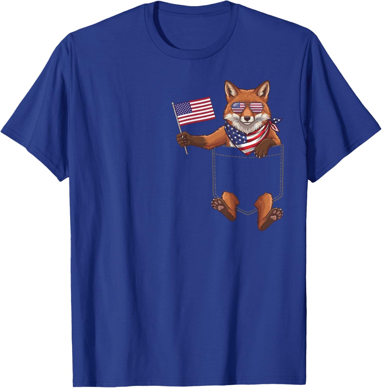Fox Pocket Patriotic American Flag 4th of July USA T-Shirt - T-Shirt | Royal