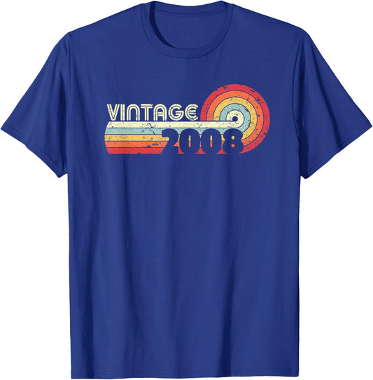 2008 Vintage Shirt, Birthday Gift . Retro Style T-Shirt - T-Shirt | Royal