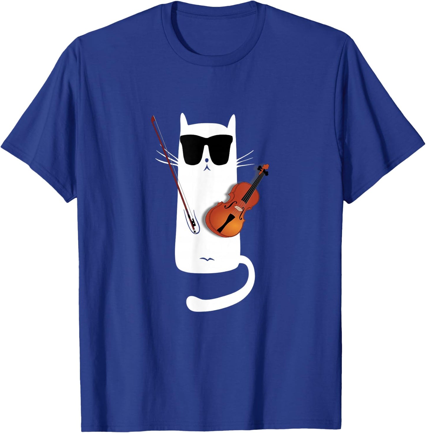 Funny Cat Wearing Sunglasses Playing Violin T-Shirt - T-Shirt | Royal