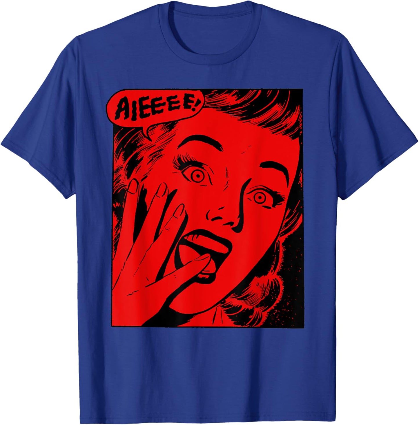 Retro Creepy Halloween Scream Horror Girl Screaming For Life T-Shirt - T-Shirt | Royal