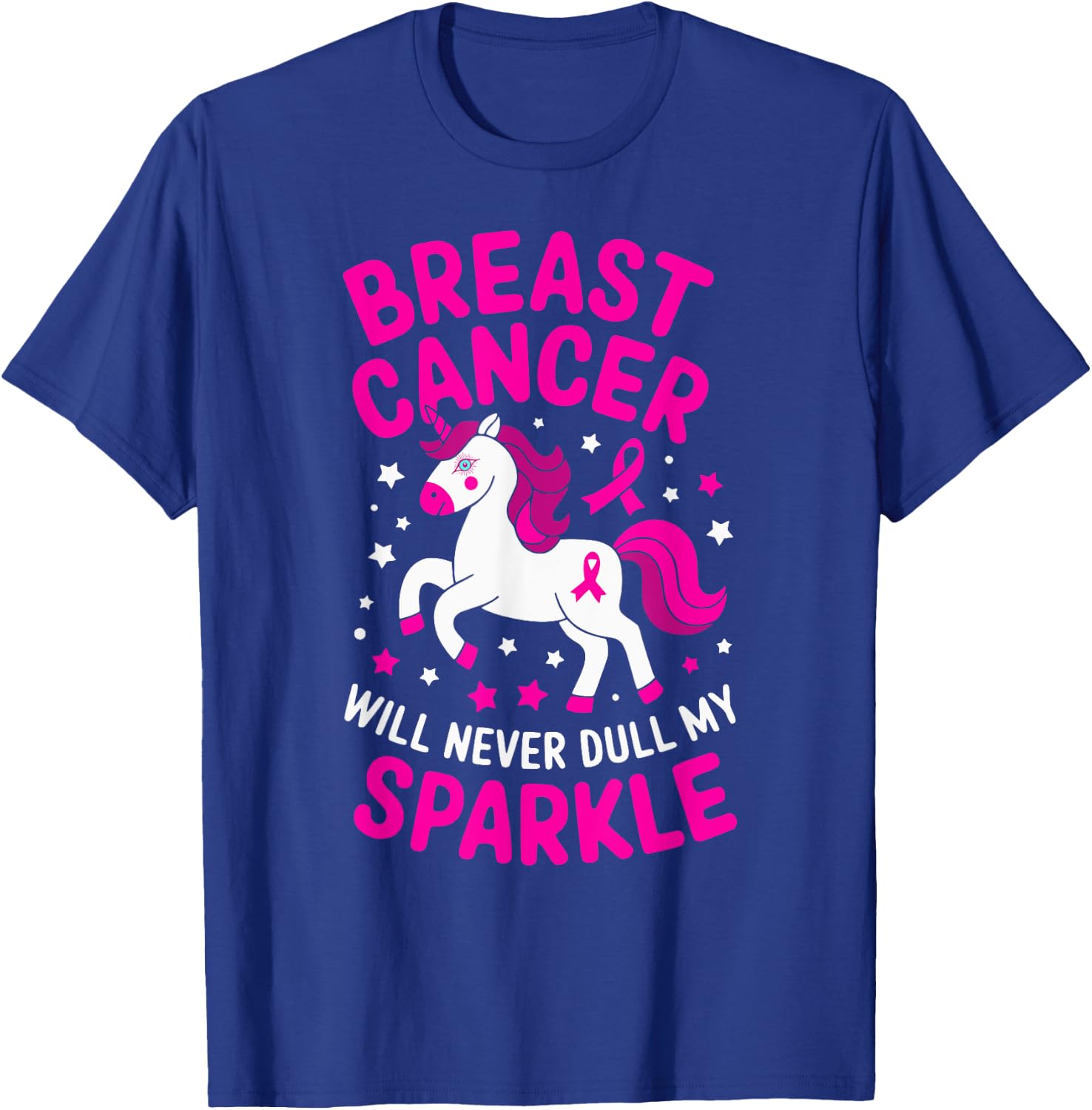 Support Breast Cancer Awareness Sparkle T-Shirt - T-Shirt | Royal