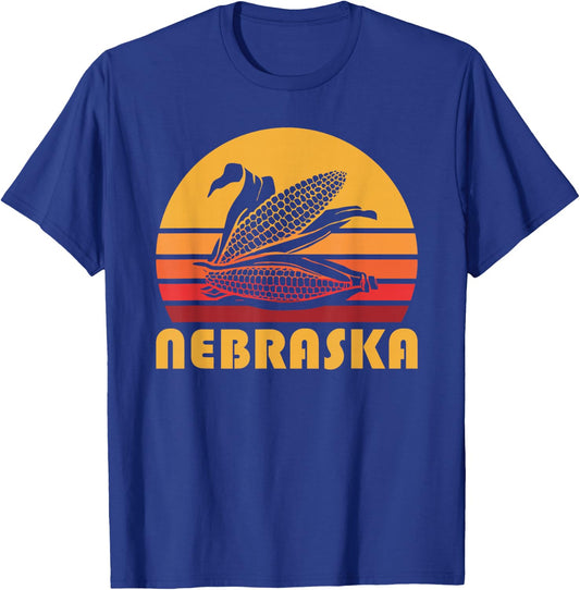 Retro Nebraska Corn Vintage Maize Farming T-Shirt - T-Shirt | Royal