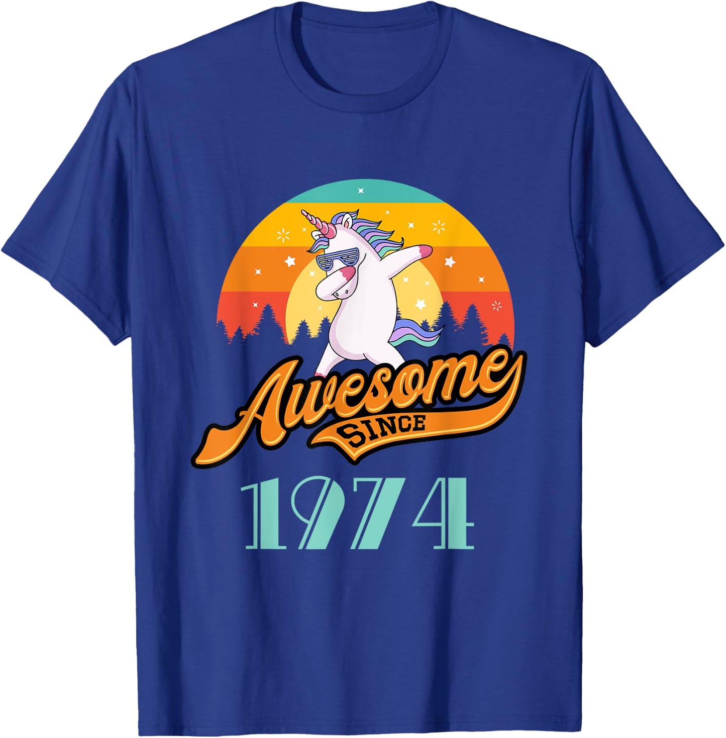 Awesome since 1974 - Year of Birth & Birthday Gift T-Shirt - T-Shirt | Royal