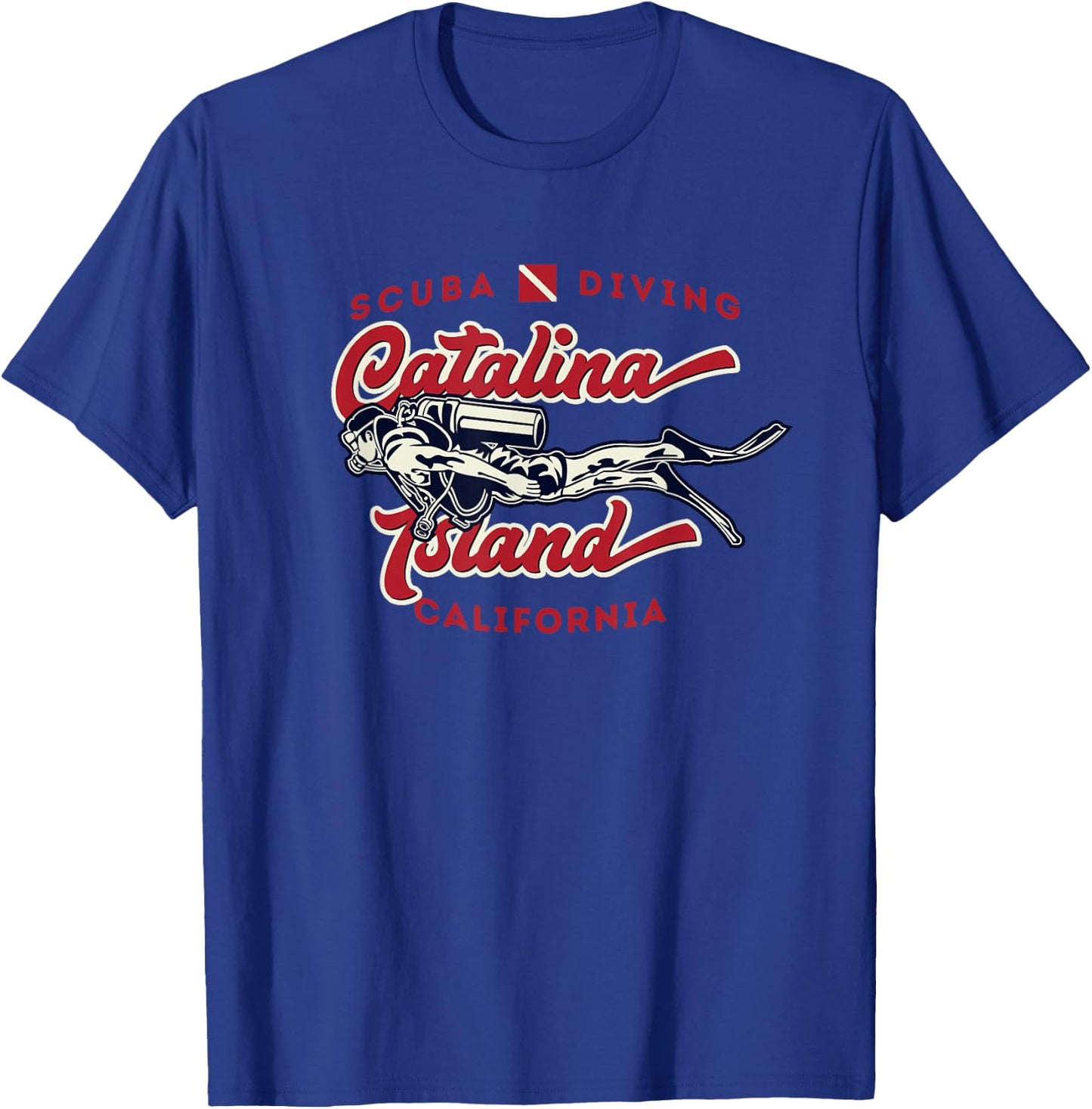 Catalina Island California USA Scuba Diver T-Shirt - T-Shirt | Royal