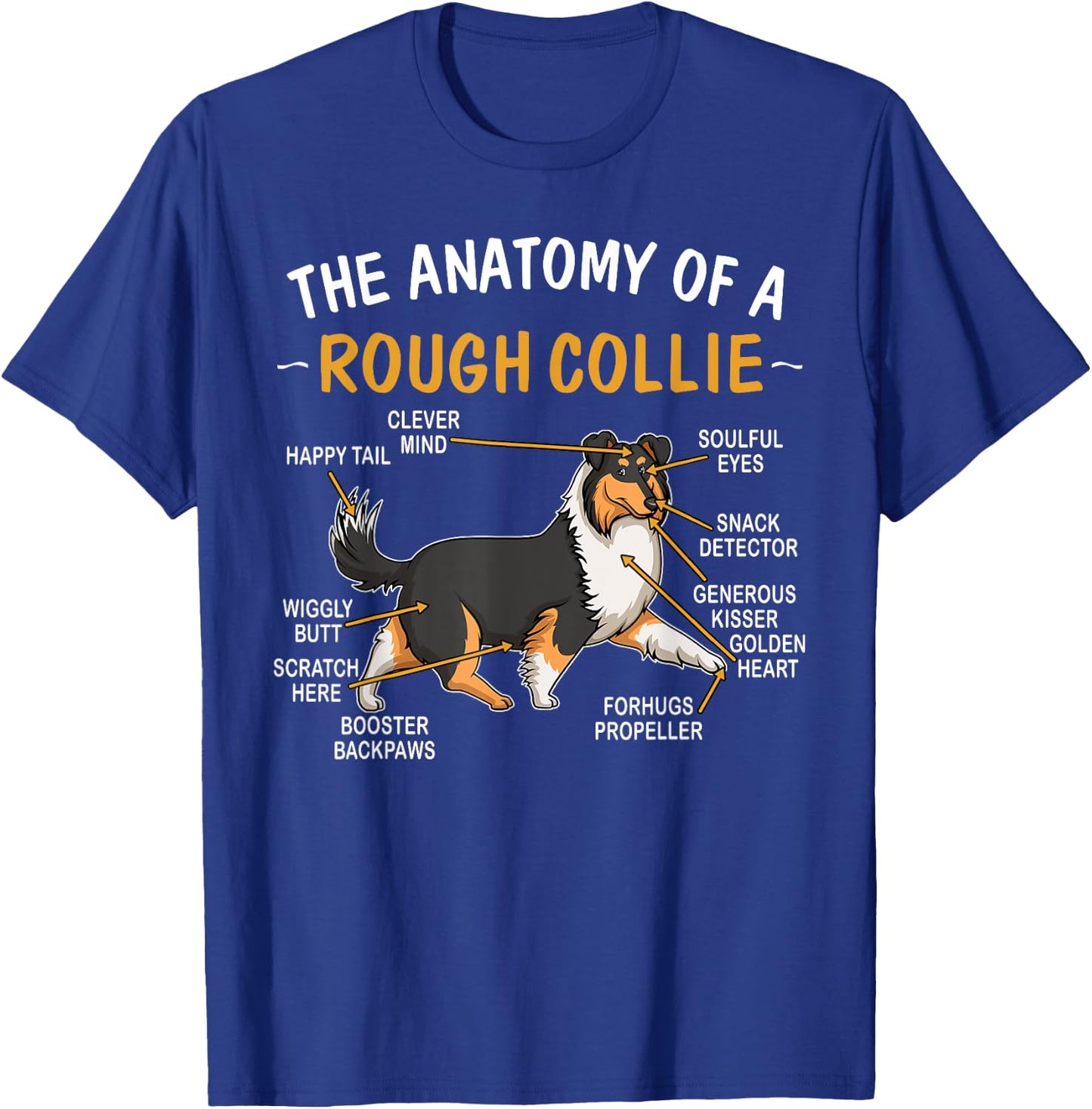 Funny Anatomy Of A Rough Collie For Dog Lovers T-Shirt - T-Shirt | Royal
