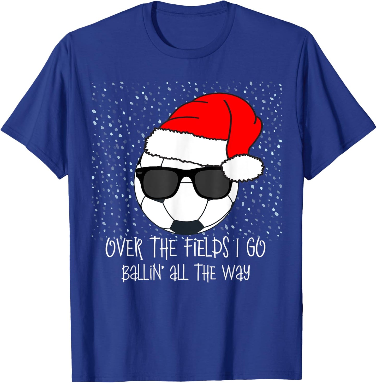 Santa Claus Hat Soccer Ball Sunglasses Christmas Baller Kids T-Shirt - T-Shirt | Royal