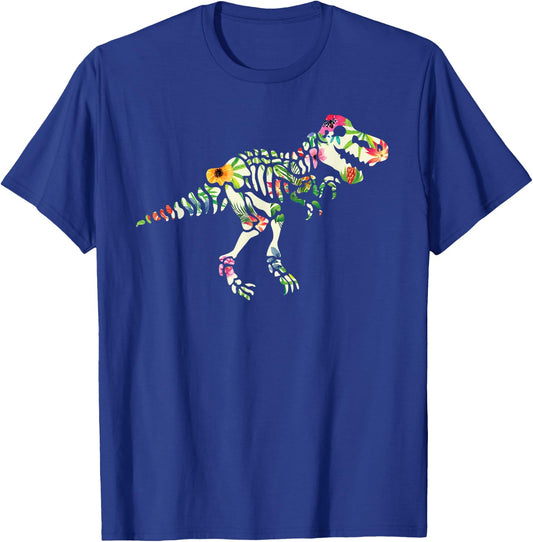 Tropical Hawaiian Floral T-Rex, Design Gift Dino lovers T-Shirt - T-Shirt | Royal