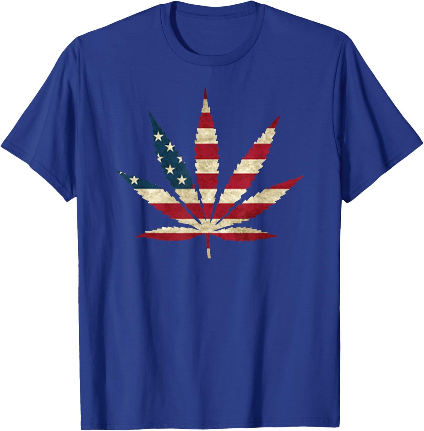 USA Flag Marijuana Leaf - Funny US Flag Pot Weed T-Shirt - T-Shirt | Royal