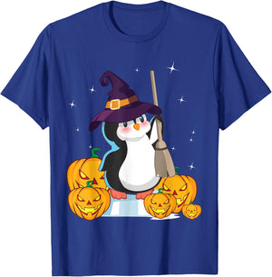 Cute Penguin Witch Wizard Pumpkin Easy Halloween Costume T-Shirt - T-Shirt | Royal