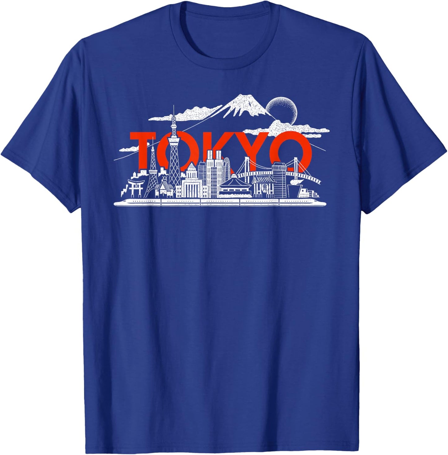 Tokyo Skyline Japan Art Mt.Fuji Skytree Shinkansen Landmarks T-Shirt - T-Shirt | Royal