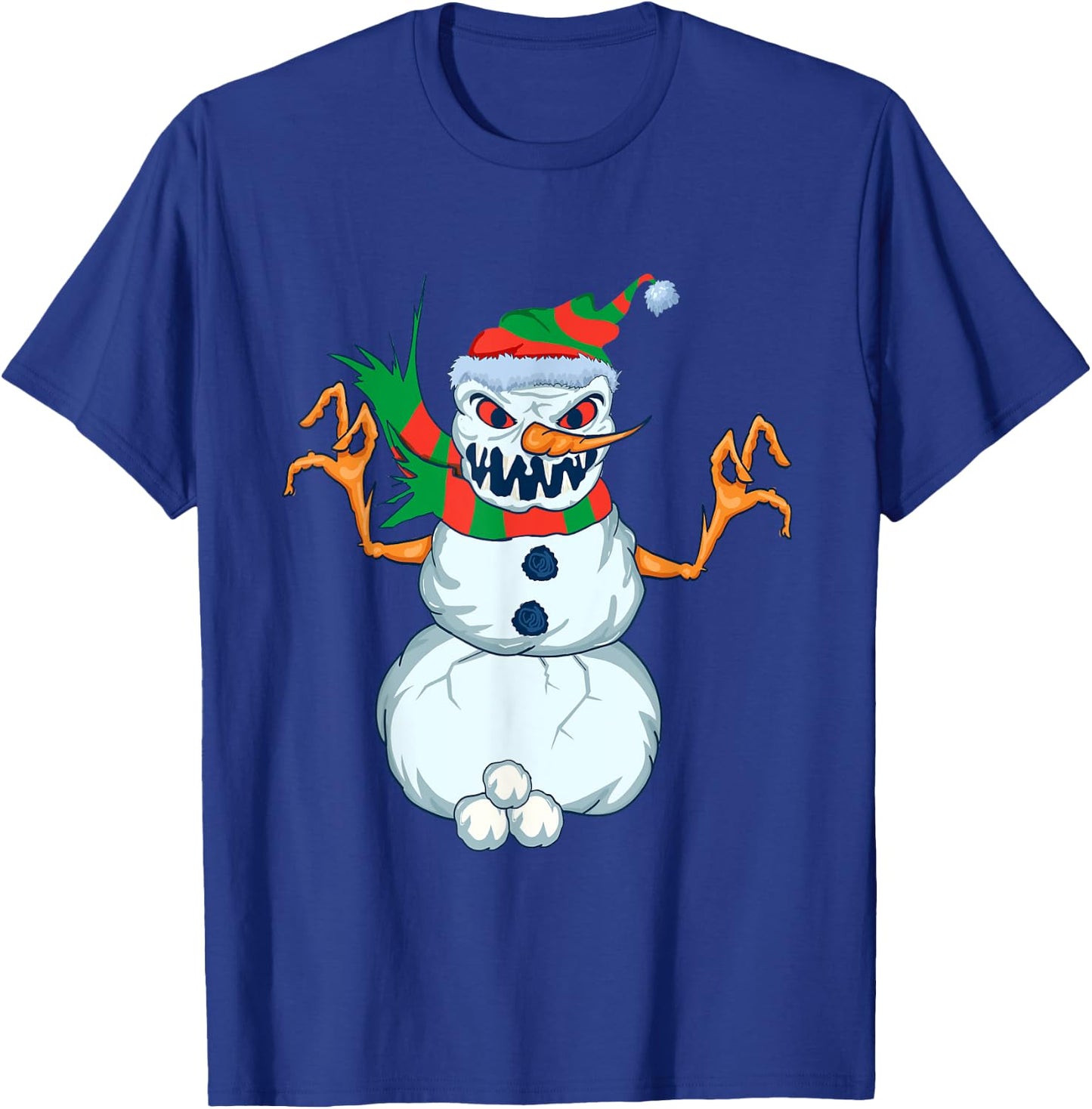 Evil Snowman Creepy Clip Art Christmas Horror Snowman Design T-Shirt - T-Shirt | Royal