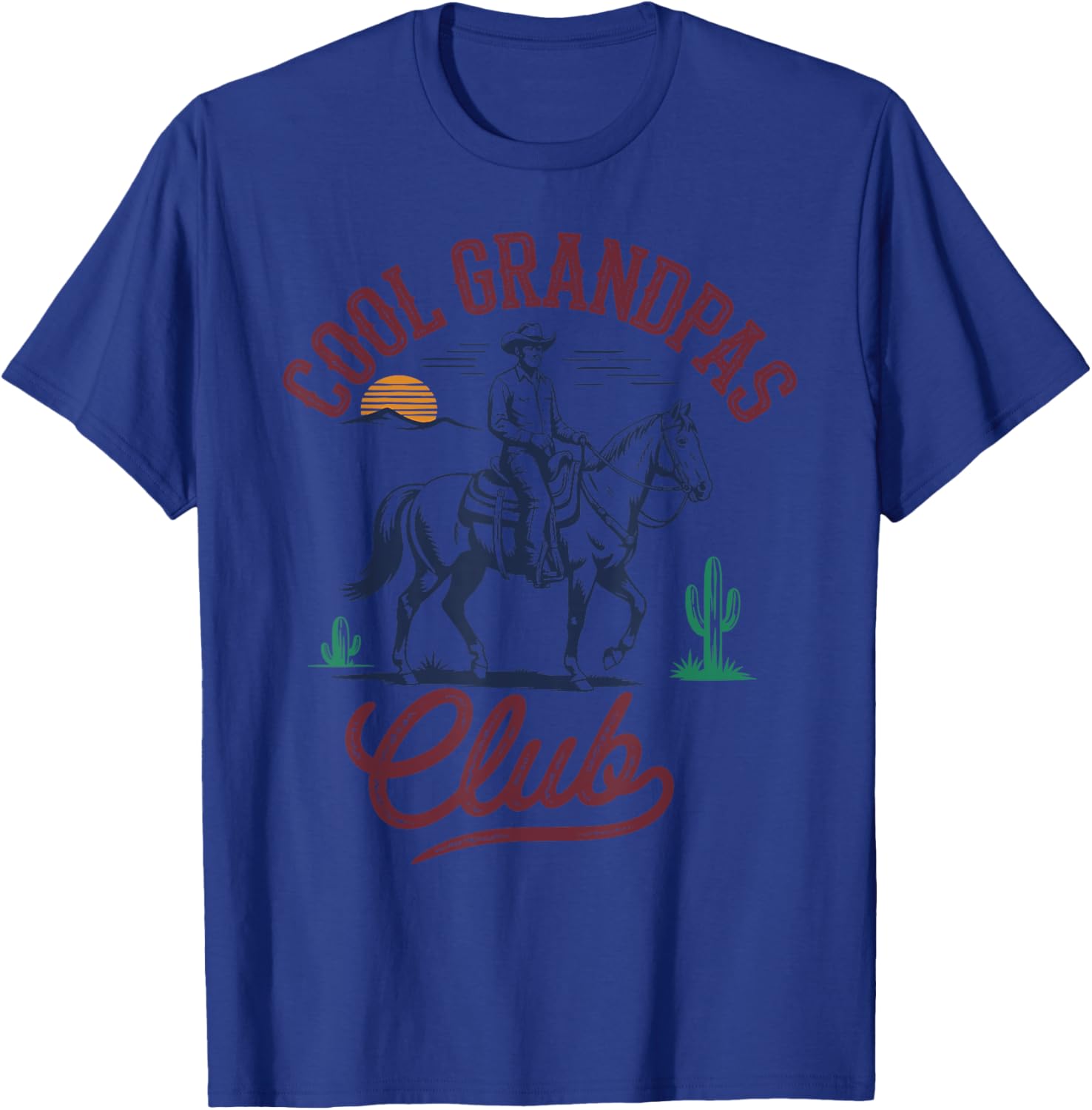 Cool Grandpas Club Cowboy Rider Grandfather Funny Western T-Shirt - T-Shirt | Royal