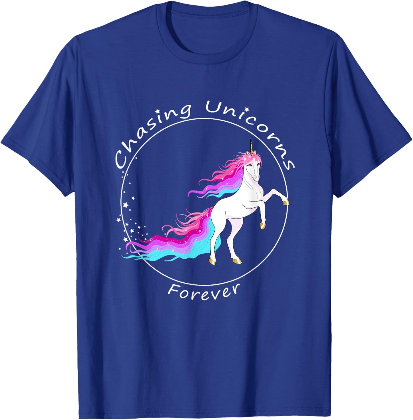 Chasing Unicorns : Rainbow Unicorn Birthday Girl Gift T-Shirt - T-Shirt | Royal