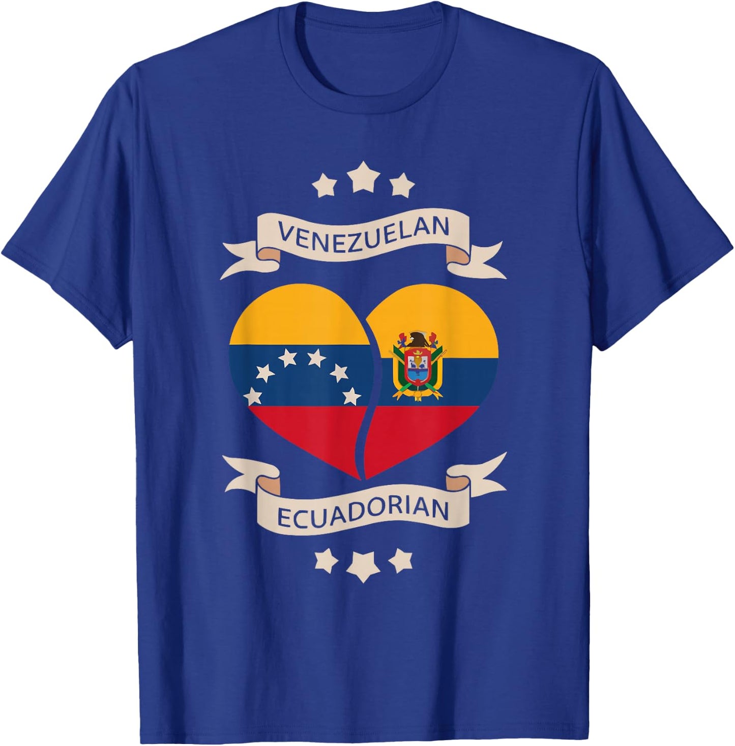 Half Venezuelan Half Ecuadorian Ecuador Flag Venezuela T-Shirt - T-Shirt | Royal