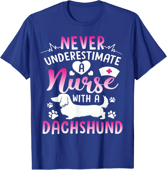 Nurse With A Dachshund Shirt Cute Dachshund Lover RN Gift T-Shirt - T-Shirt | Royal