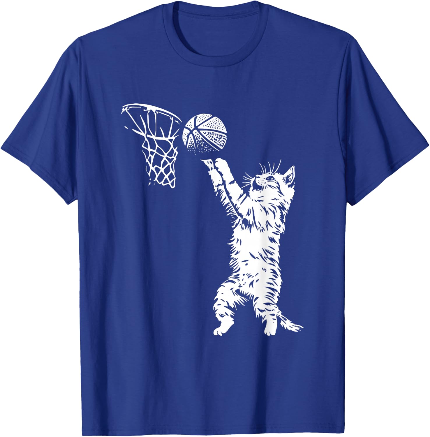 Funny Cat Basketball Graphic Women Kids T-Shirt - T-Shirt | Royal