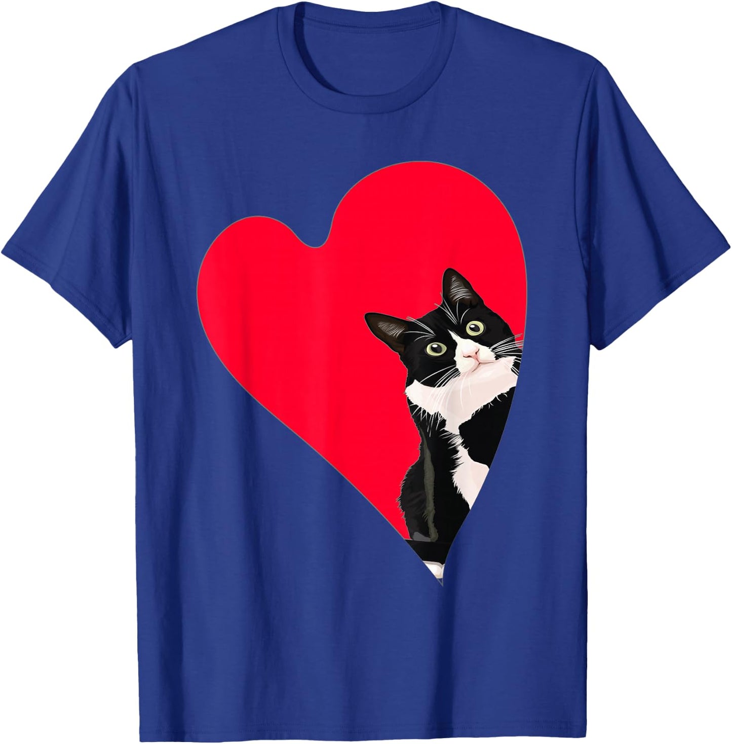 Tuxedo Cat Valentine Heart for Kitten and Animal Lovers T-Shirt - T-Shirt | Royal