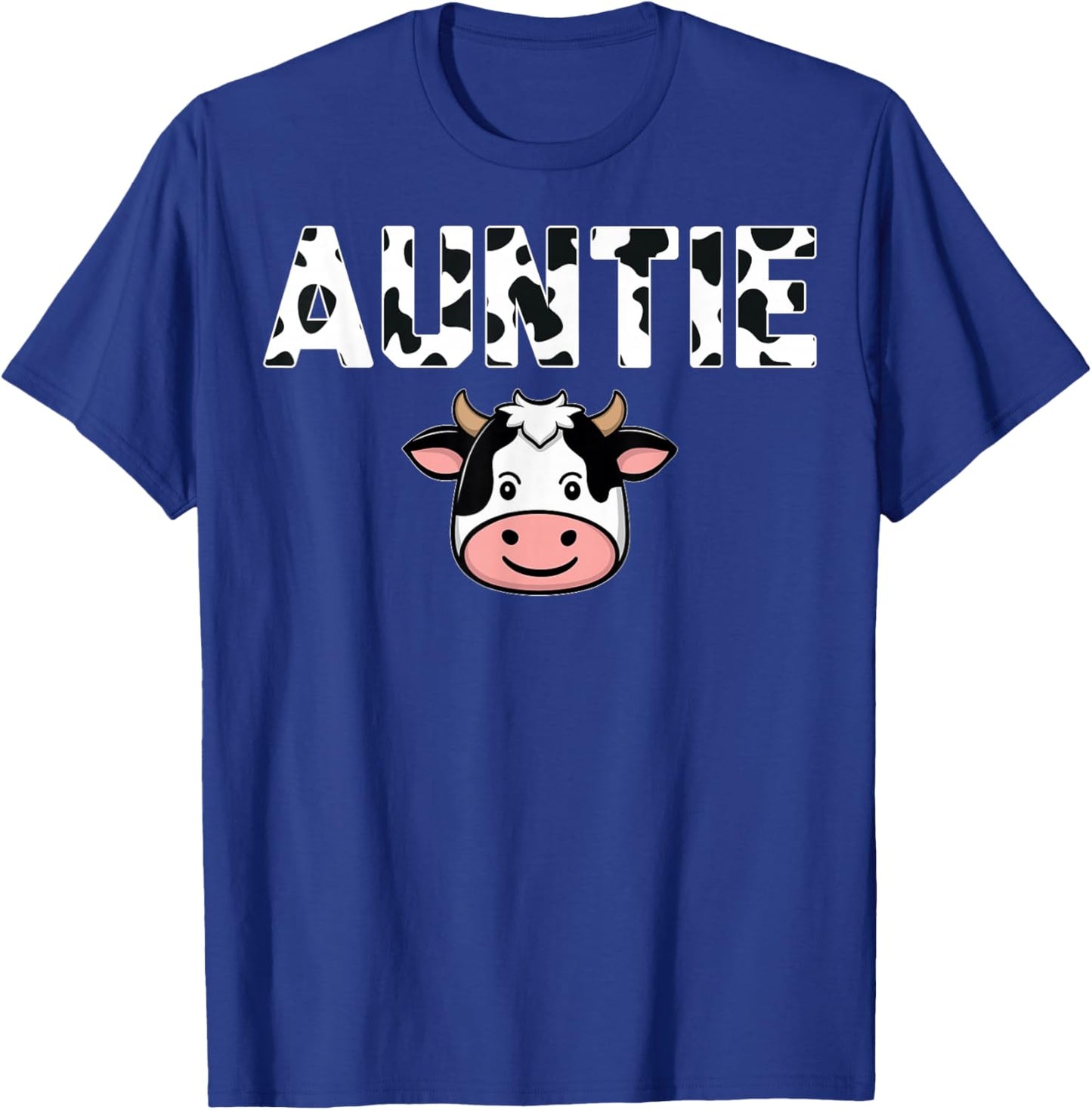 Cow Pattern Auntie Dairy Farming Auntie Cow Lover T-Shirt - T-Shirt | Royal