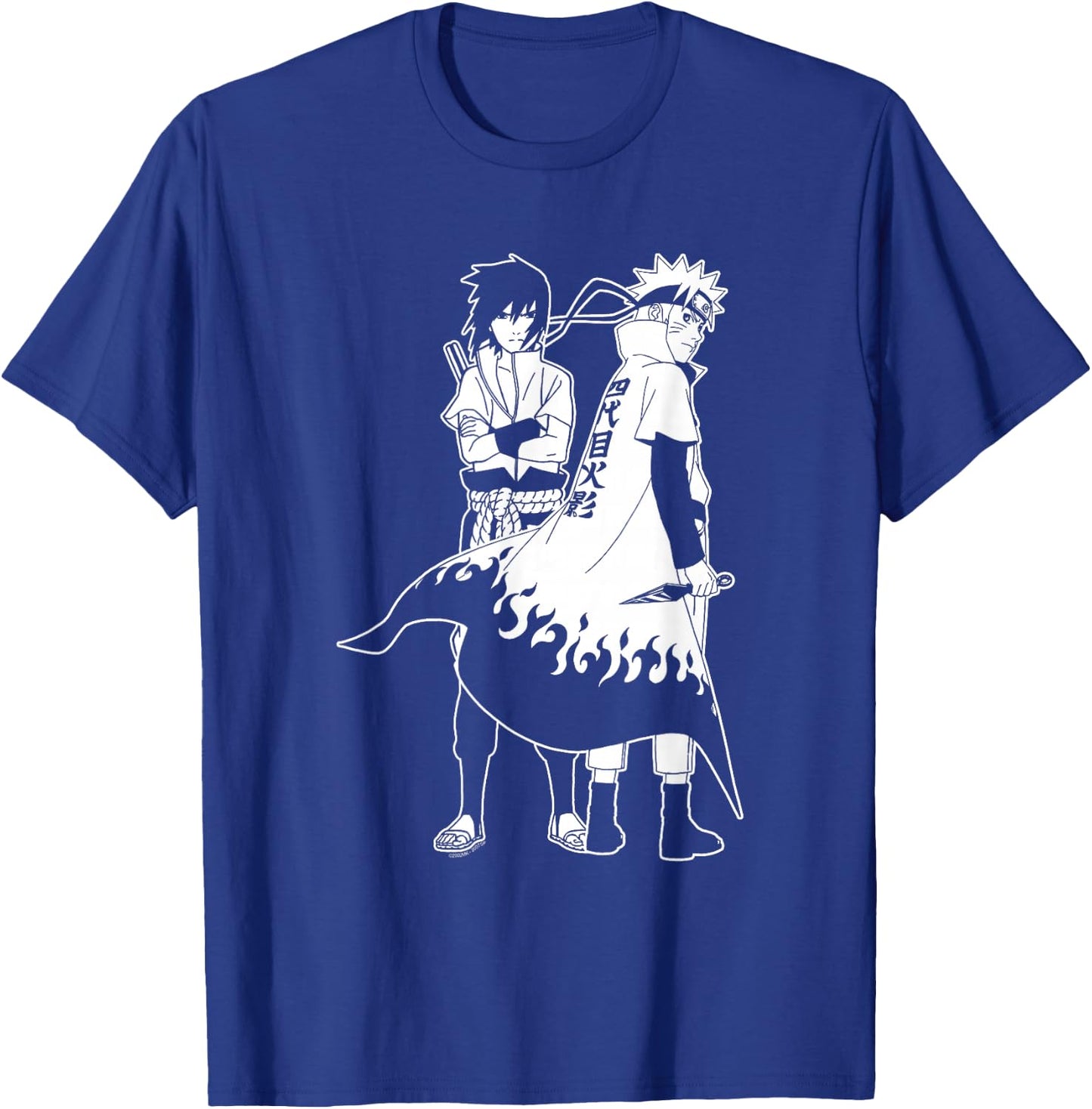 Naruto Shippuden Naruto and Sasuke Outline Anime T-Shirt - T-Shirt | Royal
