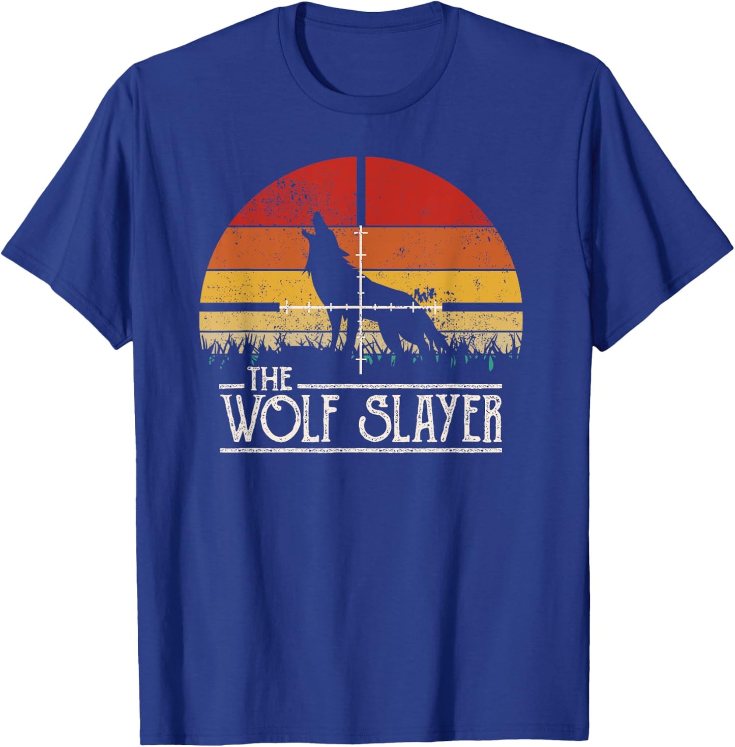 Vintage Sunset Retro Style Wolf Hunting Wolf Slayer T-Shirt - T-Shirt | Royal