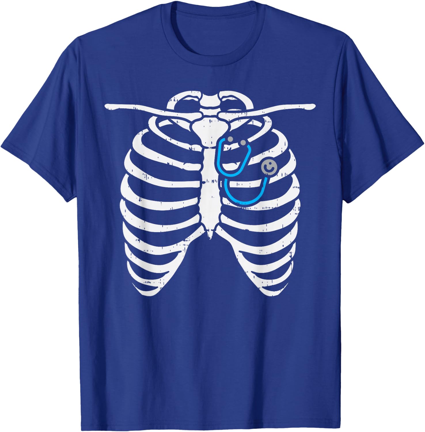 Stethoscope Skeleton Ribs Funny Nurse Halloween Costume Gift T-Shirt - T-Shirt | Royal