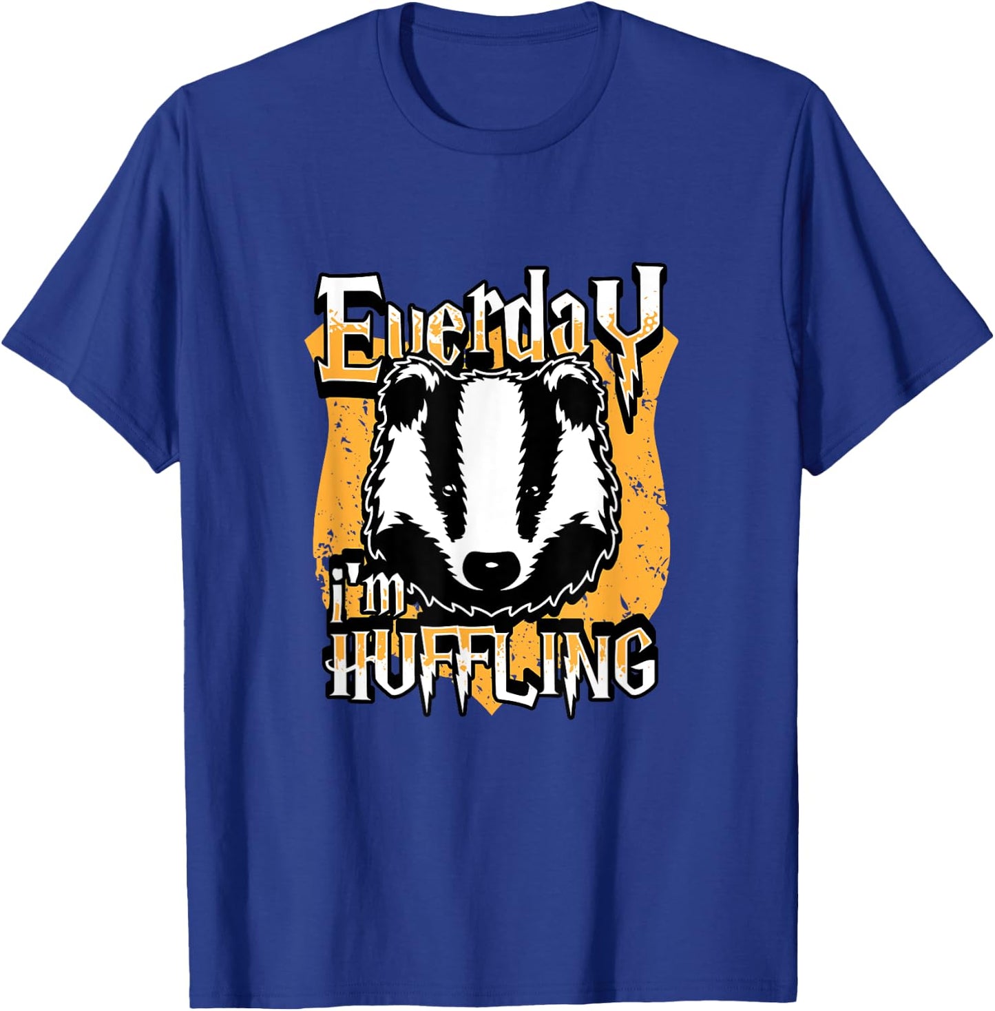 Funny Everyday I'm Huffling Badger Animal Graphic T-Shirt - T-Shirt | Royal