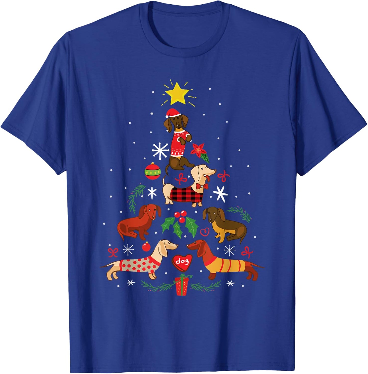Funny Dachshund Christmas Tree Ornament Decor Gift T-Shirt - T-Shirt | Royal