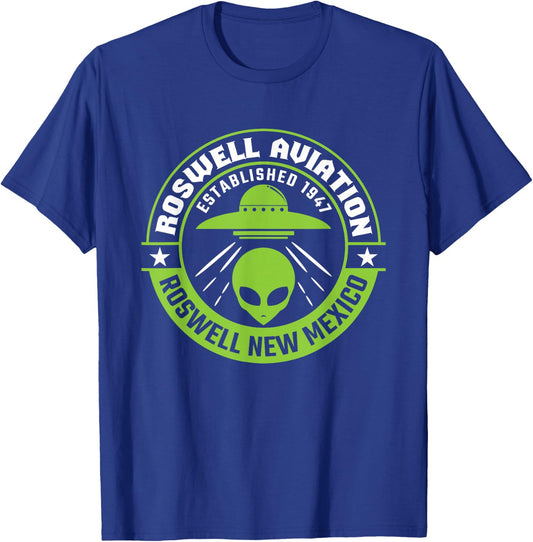 Roswell Aviation Established 1947 Alien T-Shirt - T-Shirt | Royal