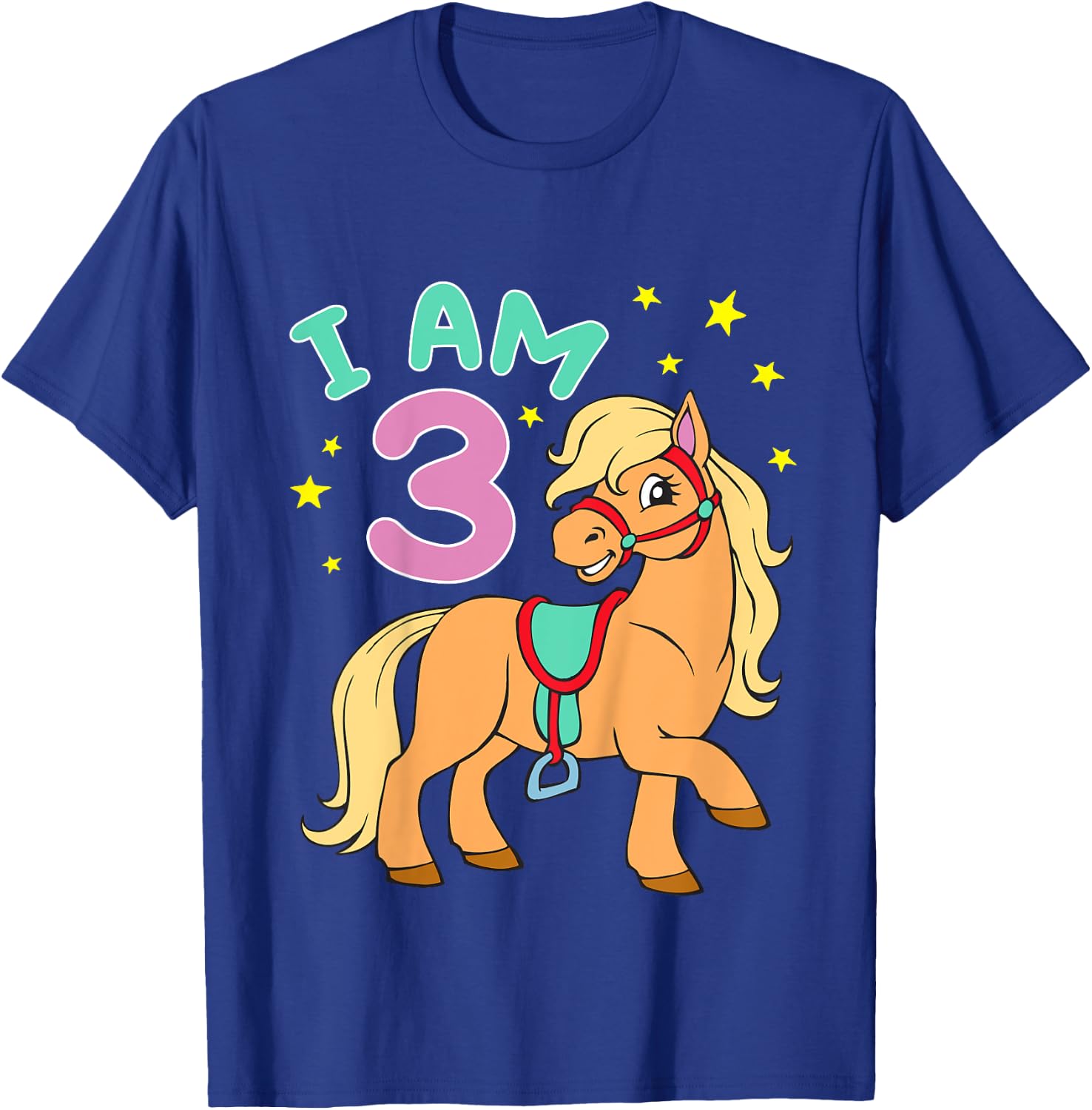 Horse Birthday Shirt 3 Years Toddler Girls T-Shirt - T-Shirt | Royal