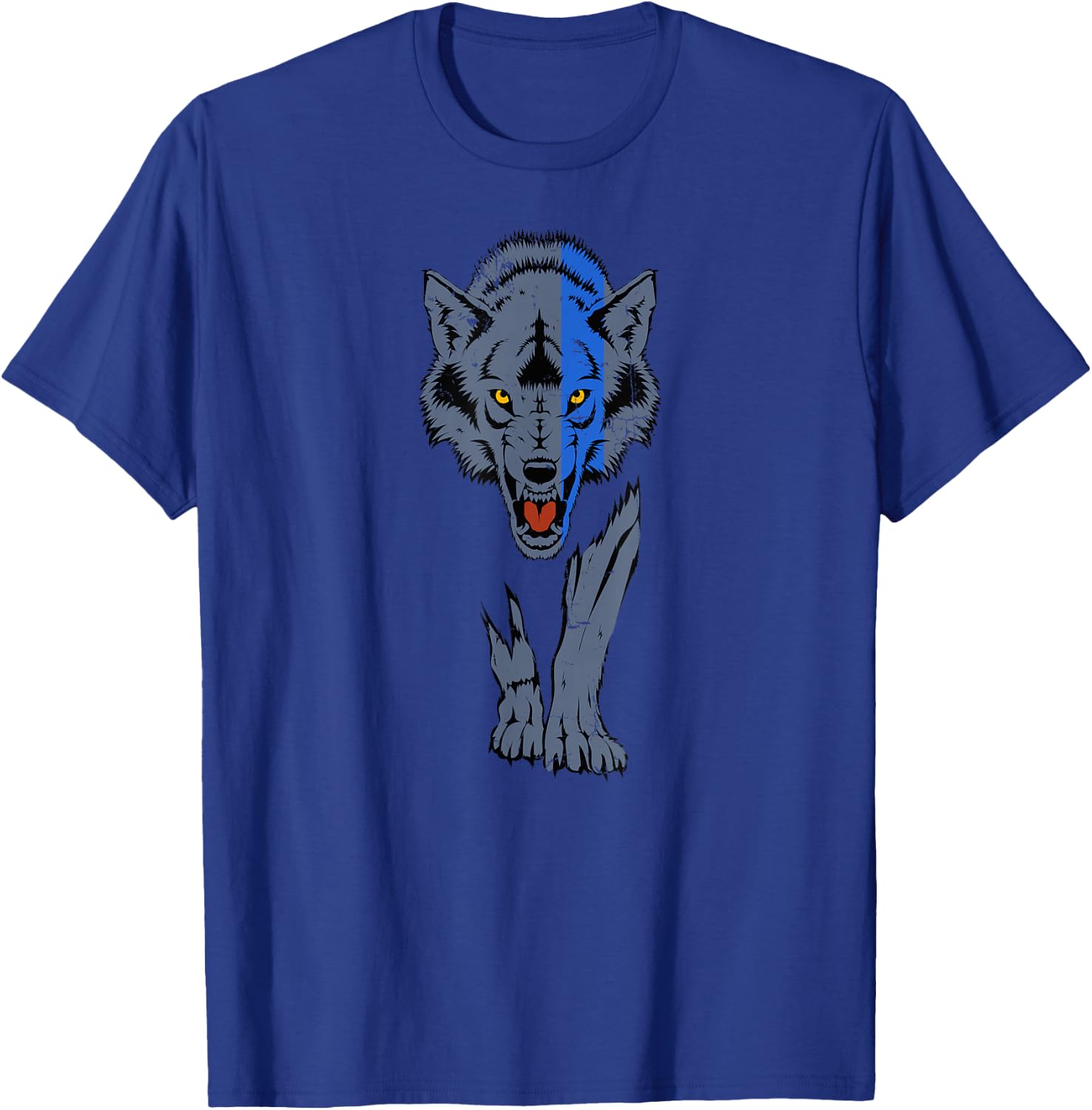 Police Thin Blue Line Wolf Law Enforcement Sheepdog T-Shirt - T-Shirt | Royal