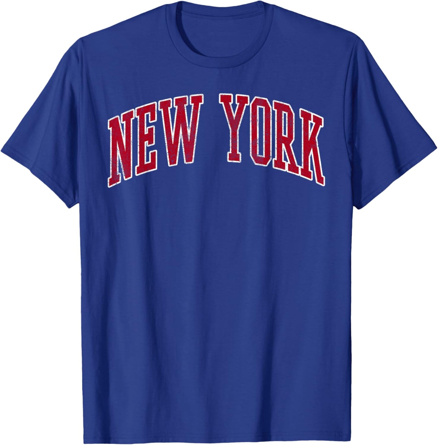 New York Vintage Preppy Varsity Sports Design Red Text T-Shirt - T-Shirt | Royal