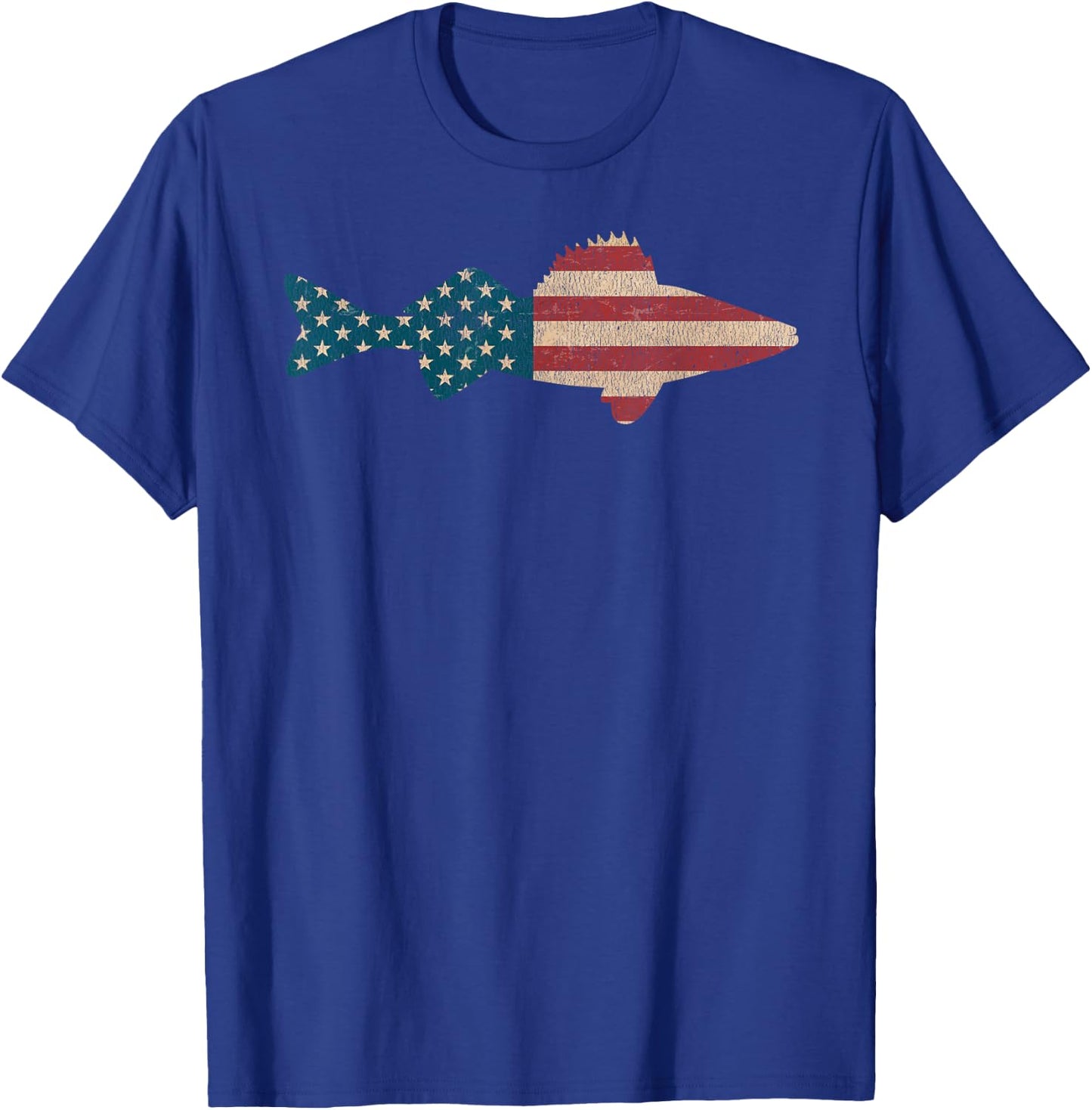 Walleye Fishing American Flag Sauger Angling T-Shirt - T-Shirt | Royal