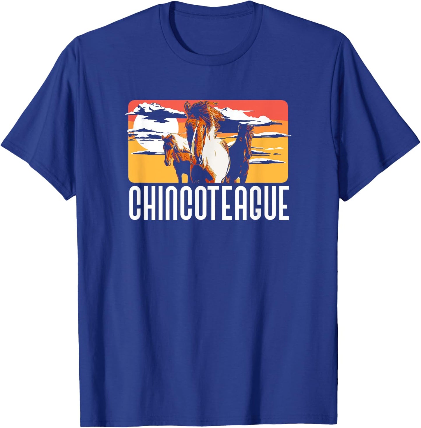 Retro Chincoteague Island Wild Pony Horse 80s Graphic T-Shirt - T-Shirt | Royal