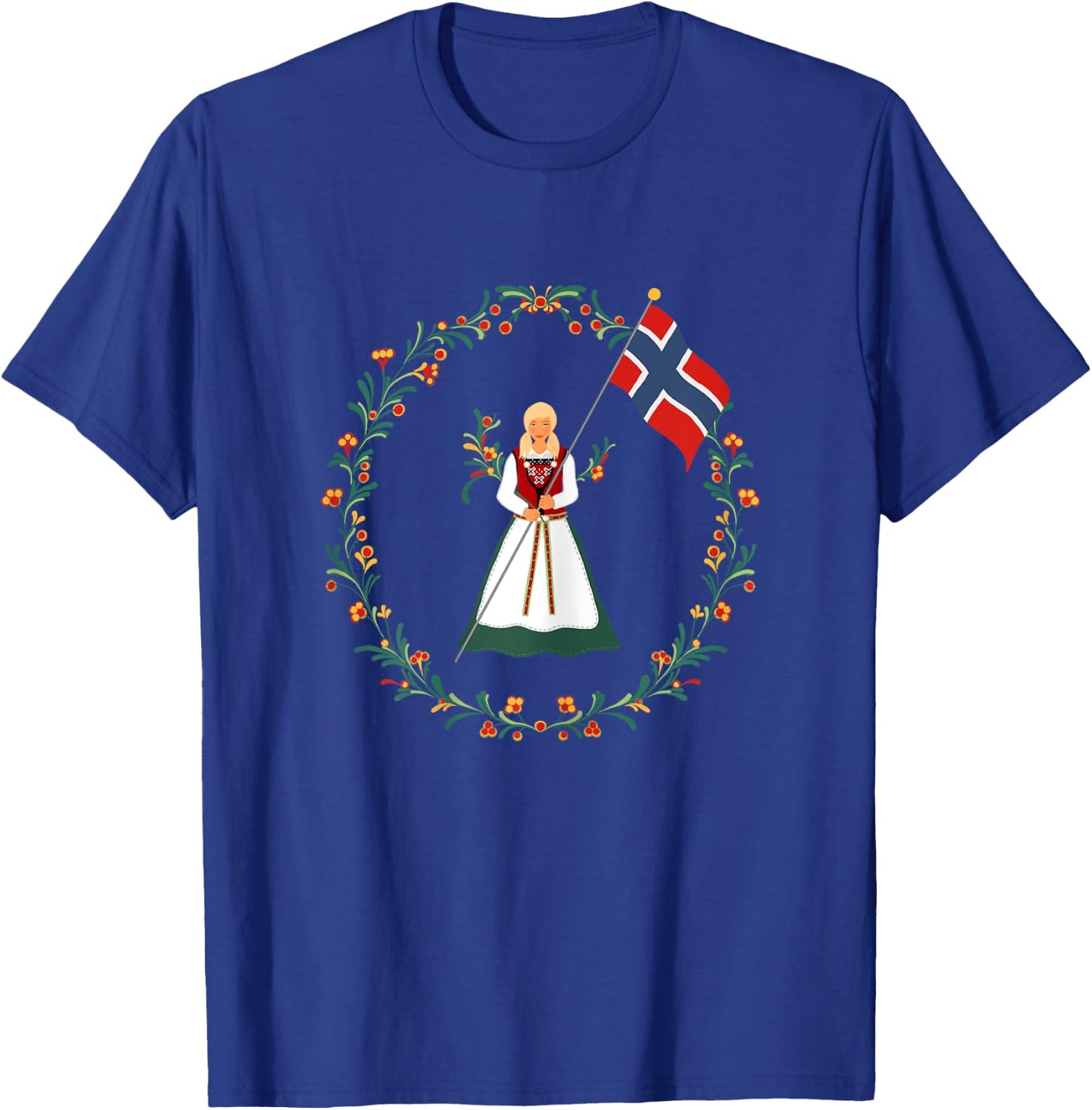 Bunad Norway Girl Costume Rosemaling Norwegian T-Shirt - T-Shirt | Royal