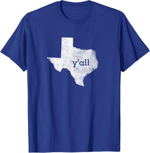 Vintage Texas - State of Texas Y'all Yall T-Shirt - T-Shirt | Royal