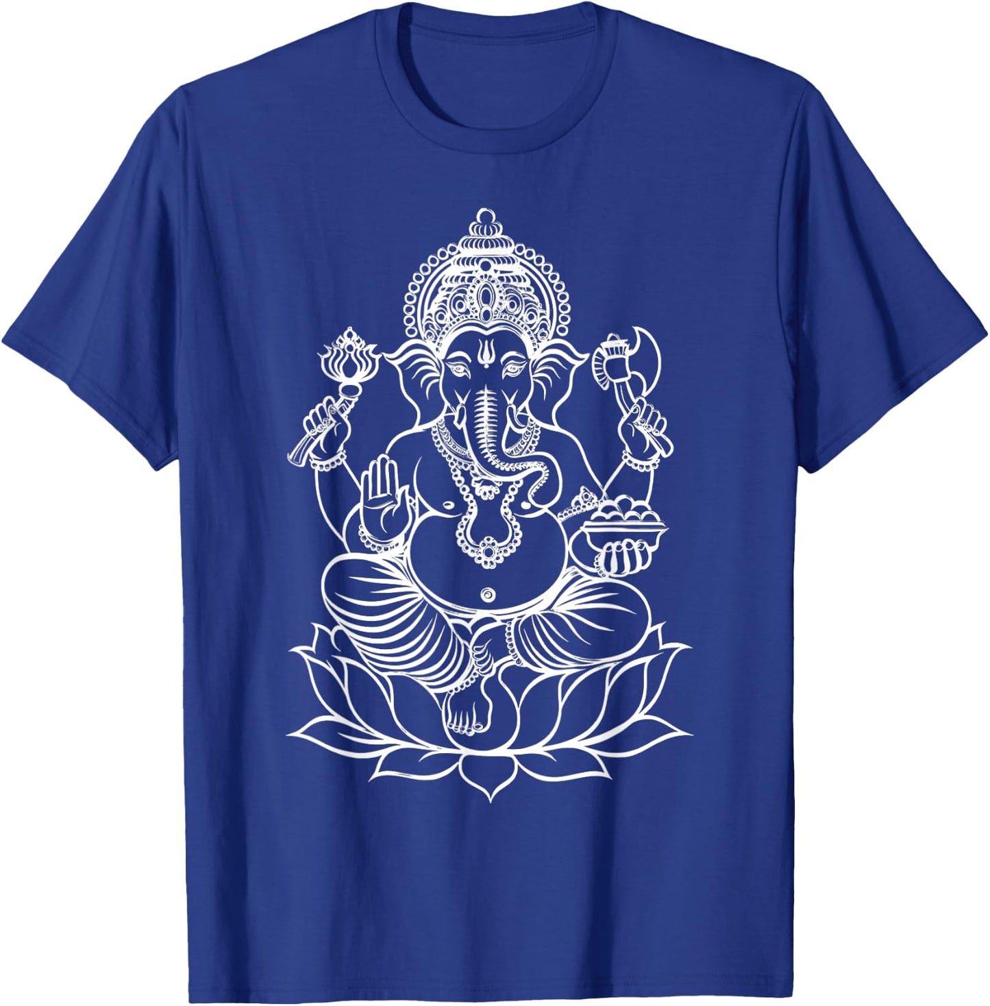 Ganesh Hindu God Line Drawing White Shiva Parvathi Men Women T-Shirt - T-Shirt | Royal