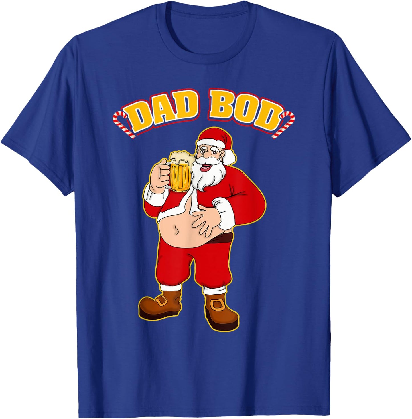 Santa Belly DAD BOD Funny Christmas Beer Belly T-Shirt - T-Shirt | Royal