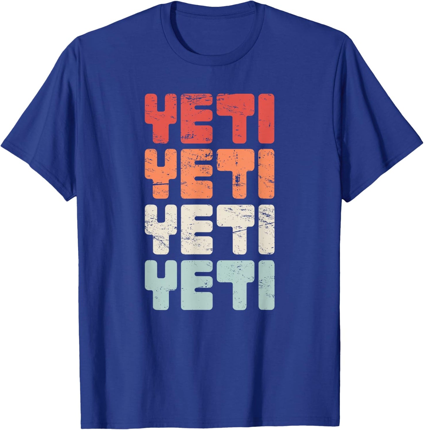 Retro Distressed YETI Bigfoot Vintage T-Shirt - T-Shirt | Royal