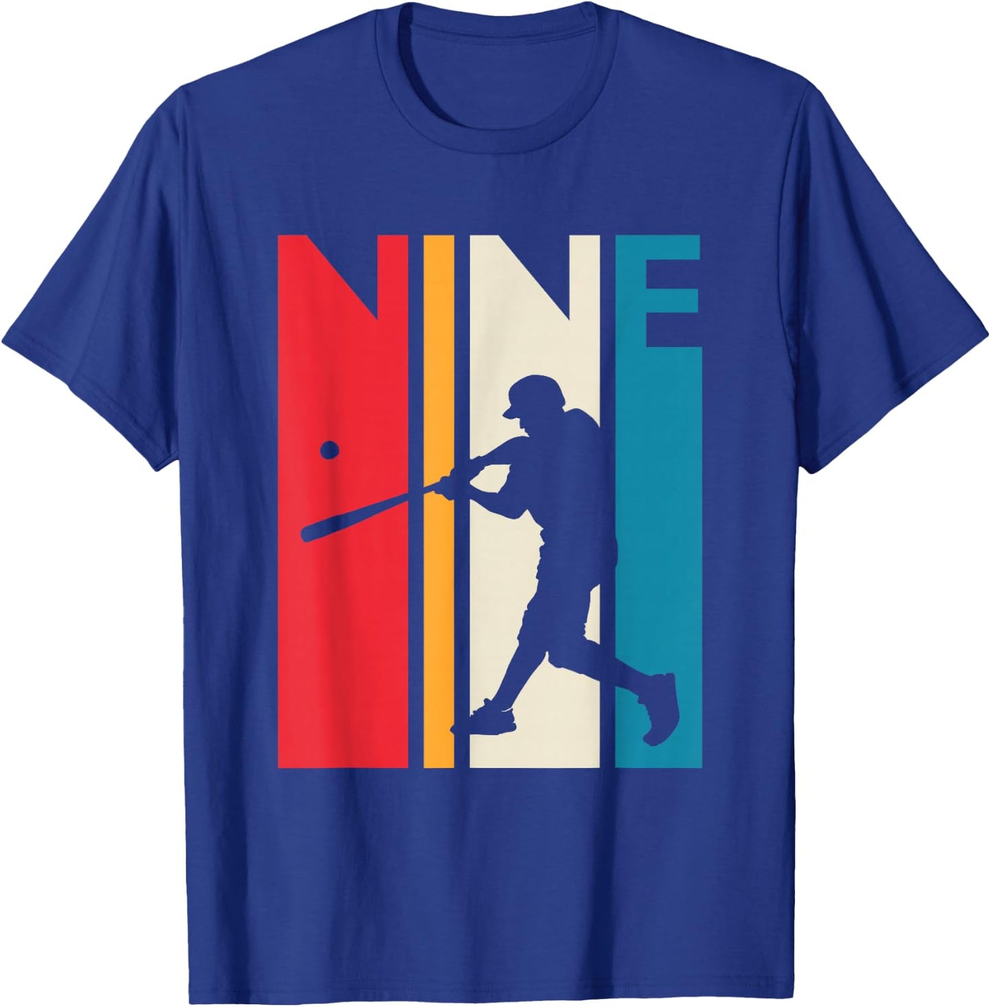9th Birthday Gift Nine Vintage Baseball Birthday 9 Year Old T-Shirt - T-Shirt | Royal